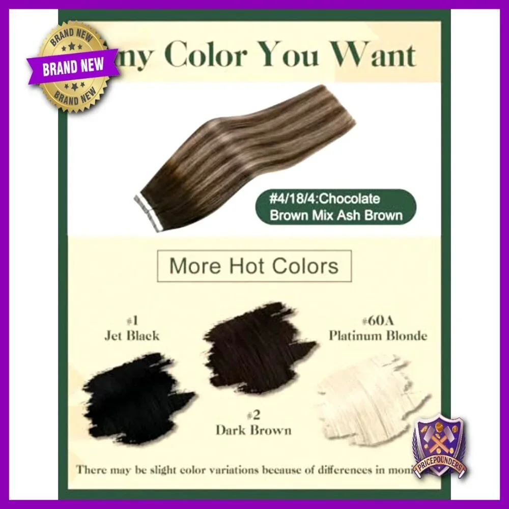 Human Hair Tape Extensions 20Pcs 50G Invisible Flat Fit DIY Application
